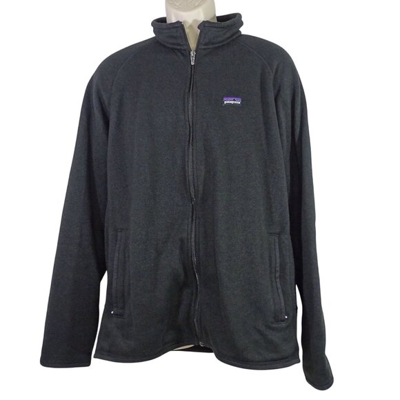 Patagonia Black Full Zip Knit Sweater Jacket Men Size XL With Zippered Pockets - Picture 1 of 9